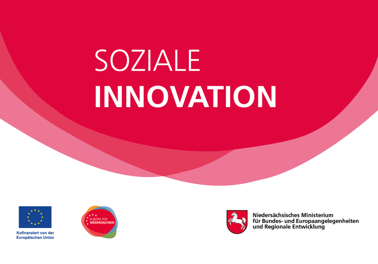 Grafik Soziale Innovation. Logos: Kofinanziert von der Europäischen Union, Europa für Niedersachsen, Niedersächsisches Ministerium für Bundes- und Europaangelegenheiten und Regionale Entwicklung